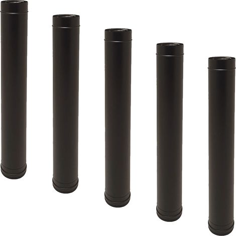Monmobilierdesign – Lot de 5 conduits concentriques en acier inoxydable – Longueur 100 cm Ø80-125 – Pour chaudières à bois et gaz – Raccordement EASY LOCK