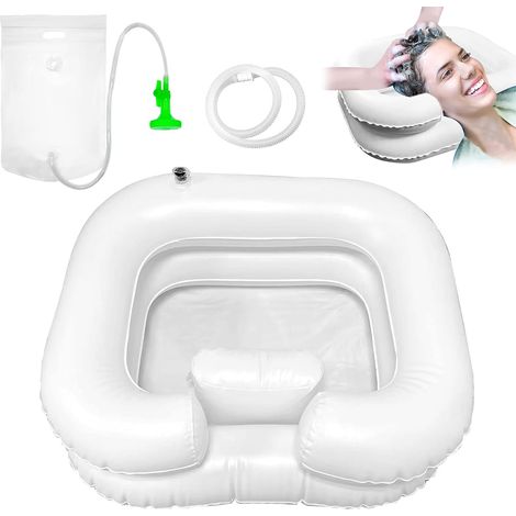 Lavabo à Cheveux Gonflable, Avec pommeau de douche et sac à eau, Bassin Gonflable pour Laver, Bac à shampoing gonflable, Système de douche, Grande vasque gonflable, Portable Lavabo Gonflable (1/5)