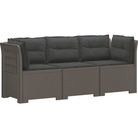 3-Seater Garden Sofa with Cushions Rattan Look PP Light Grey vidaXL (1/5)