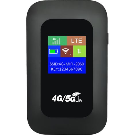 3G/4G LTE MiFi Portable Mini WiFi Display Wireless Router with SIM Card Insertion and Network Adapter -- MF800H -- Black -- Color Screen -- Eurasian Version (1/4)