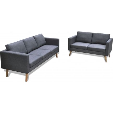 Ensemble de Canapés à 2 places et à 3 places, Canapés droit, Canapés relax Moderne pour salon Chambre Tissu Gris foncé MJU3929 (1/5)