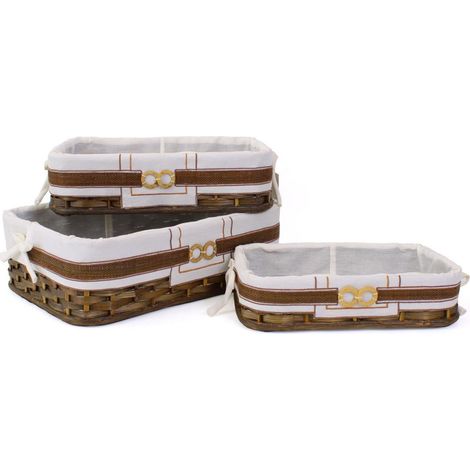 Cesto in bamboo marrone con fodera 43x30h13 pezzi