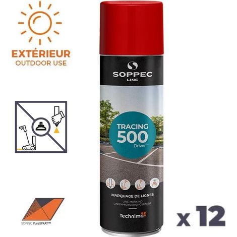 Bombe de peinture - Traceur de ligne SOPPEC pour le marquage rouge tracing 500 ml -151604 (1/2)