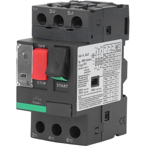 Riuulity Disjoncteur de Moteur en Matériau PC Ignifuge de qualité Supérieure, Interrupteur de Moteur AC690 V, Fixation à Vis pour un Câblage Sûr, Réglage du Courant Continu, pour la Protection du et