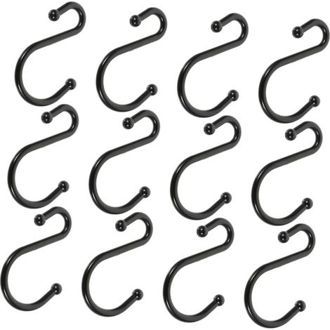 12-teiliges Set aus S-förmigen Vorhanghaken, Duschvorhangringen und Befestigungsmaterial für Badezimmer-Vorhangstangen (1/5)