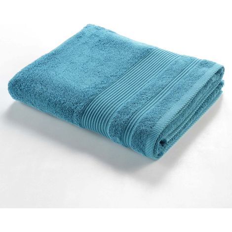 Drap de Bain 90 x 150 cm Tendresse Bleu Paon - Eponge Unie - Livraison gratuite