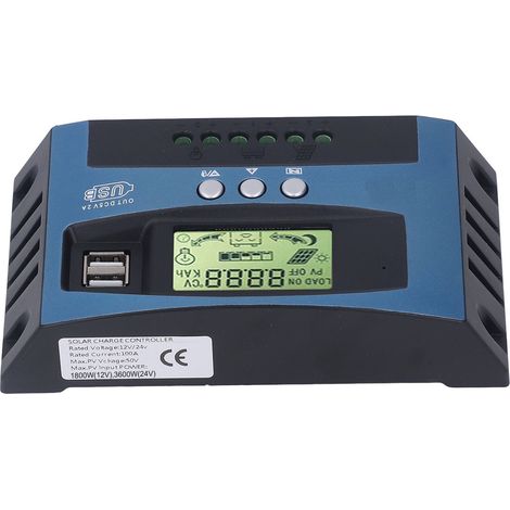 Solar-Laderegler mit MPPT-Tracking, digitaler Echtzeitanzeige, 12 V/24 V, 100 A (1/5)