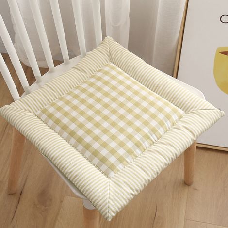 Coussin d'assise/de sol respirant en coton-lin pour un galbe optimal des hanches, idéal pour la maison, le bureau et les chaises de salle à manger - jaune - (1/4)