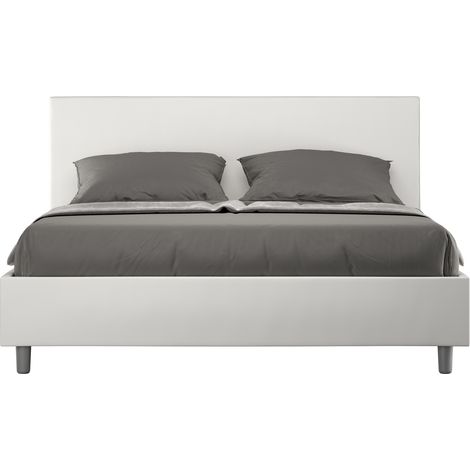 Cama matrimonio contenedor 160x190 moderno polipiel Adele M  Color: Blanco - Versión: Con caja de almacenaje (1/5)