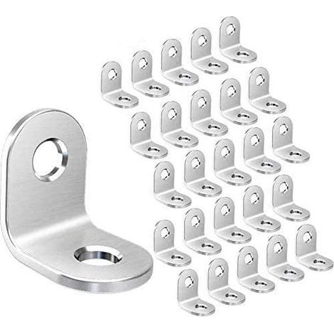 Équerres d'angle en acier inoxydable (lot de 50), support d'angle droit à 90° - équerre en L pour meubles (20 mm x 20 mm x 16 mm), connecteur d'angle (1/5)