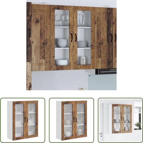 vidaXL Rangement cuisine - Meuble mural de cuisine avec porte Bois ancien 80 x 31 x 100 cm (1/5)