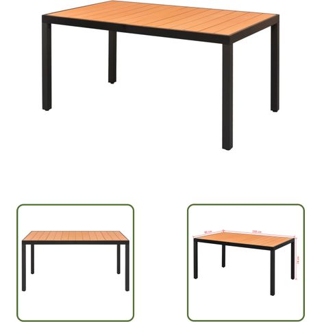 The Living Store Table de jardin Marron 150 x 90 x 74 cm Aluminium et WPC - Table De Jardin - Table Extérieure - Mobilier De Jardin - Table En Aluminium - Table Résistante Aux Intempéries (1/3)