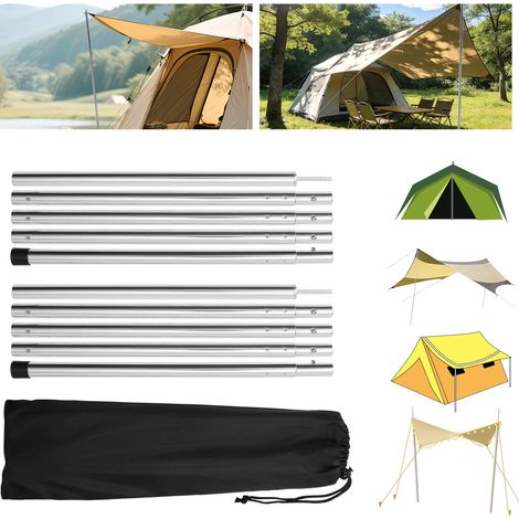 TolleTour 4pcs Zeltstangen 2m Silber Tarpstange Sonnensegel Stange Alu Aufstellstangen