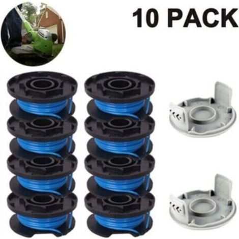 La ligne de bobine de rechange pour tondeuse comprend 2 capuchons de tondeuse compatibles Ryobi One+ AC14RL3A 18V, 24V, 40V Tondeuses sans fil, 8 + 2 PACK (1/4)