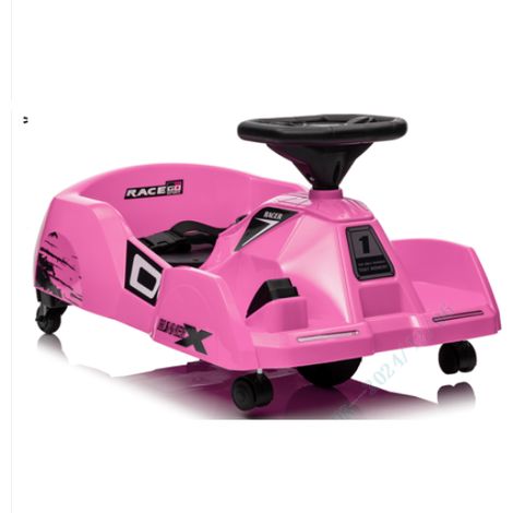 Kart de Nettoyage Électrique, Voiture de Course 12V avec Balai Amovible, Télécommande 3 Vitesses, Klaxon, Musique & Connexion Sans Fil, Rose (1/5)