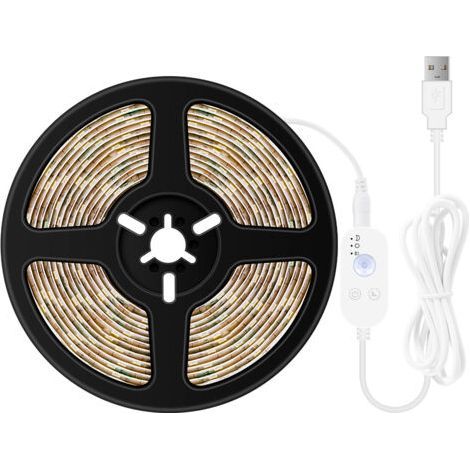 Capteur Usb Light Bar Maison Bande Lumineuse Flexible Étanche LED Light Bar Light Bar Décoratif USB Capteur Lumière 5m 6500K Blanc Froid-Chrom (1/5)