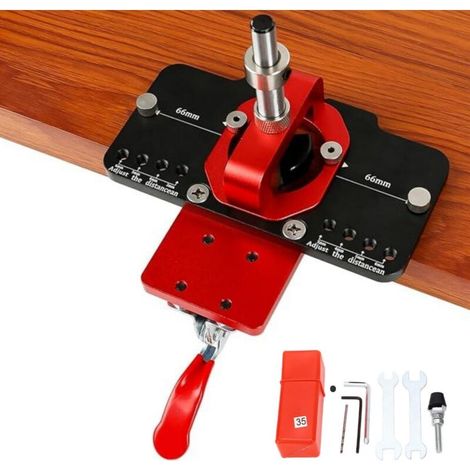 Gabarit de perçage pour charnières invisibles, guide de perçage pour trous de porte de 35 mm, kit de forets pour le travail du bois