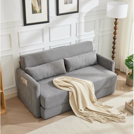 Canapé-lit 2 places 165x92x82 cm gris – convertible 2-en-1 avec poches de rangement MEUBLIV (1/5)