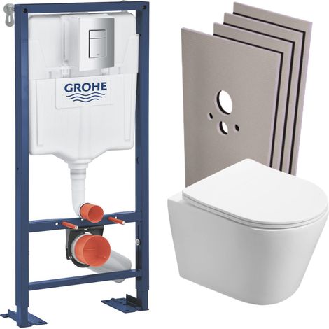 Grohe SOLIDO Pack Bâti-support + WC suspendu + Plaque chrome + Set de montage (1/5)