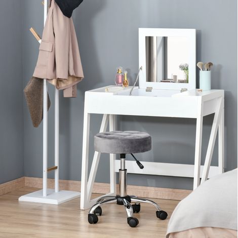 Silla con ruedas regulable en altura, giratoria, efecto terciopelo gris HAVRYA (1/5)