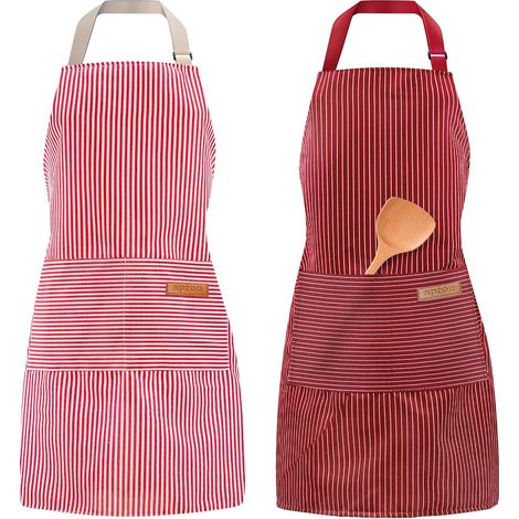 2er-Pack Küchenschürzen, Backschürzen mit 2 Taschen, verstellbare Schürzen, Unisex-Kochschürzen, Schürzen mit Nackenband für Küche, Kochen, Backen, Restaurant, Café