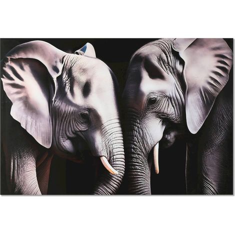 tableau éléphant en verre trempé art mural noir et gris - noir gris éléphant réaliste (1/3)