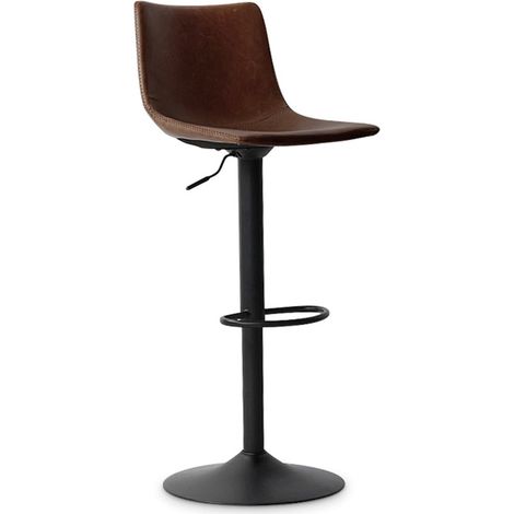 Barhocker SOUL – PU braun – Höhenverstellbar 88-109 cm – Metallfüße – Vintage-Stil