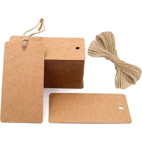 200 Geschenkanhänger aus Kraftpapier, 4,5 x 9 cm, ideal für Hochzeiten und andere besondere Anlässe. (1/5)
