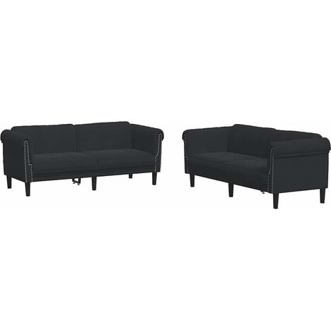 Ensemble de Canapé Sofas 2 pcs noir velours (1/5)
