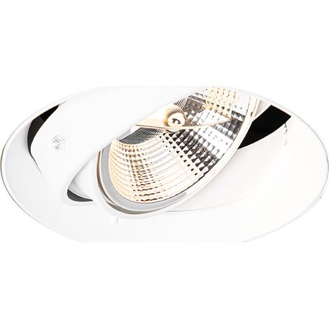 QAZQA Moderno Foco empotrado moderno blanco GU10 AR111 redondo sin marco - Oneon Aluminio Redonda Adecuado para LED Max. 1 x 50 Watt