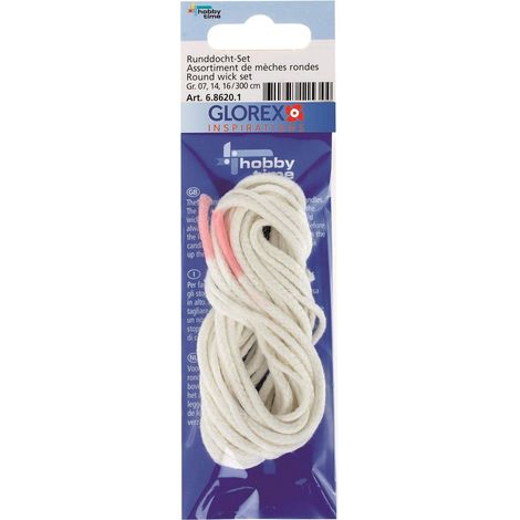 Mèche pour Bougie gr. 07, 14, 16, 1 M. Pce 3 M