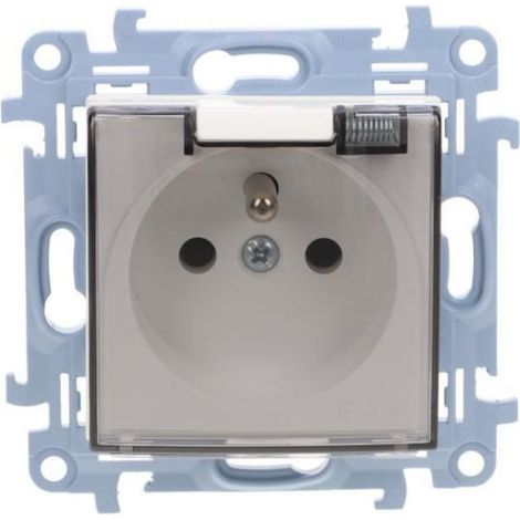 Simon 10 Enchufe individual IP44 con junta, tapa, blanco transparente, 16A, conectores r谩pidos, CGZ1BC.01/11A