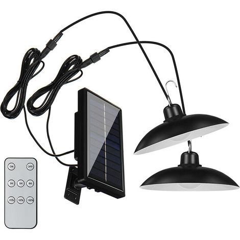 Lampe Solaire Exterieur Detecteur Mouvement Telecommande Panneau Reglable 360 Double Tete Cable 3m IP65 Jardin Balcon Garage Camping (1/4)