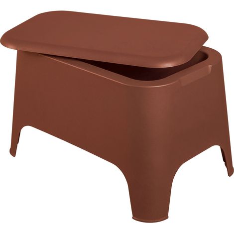 Toomax Petra Tavolino con Contenitore e Coperchio Rimovibile Terracotta – Tavolino da Esterno Resistente ai Raggi UV