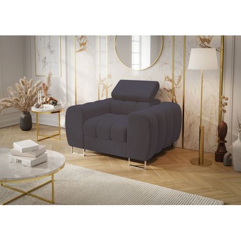 Sessel Designersessel BASTIEN in Stoff Terra Dunkelgrau