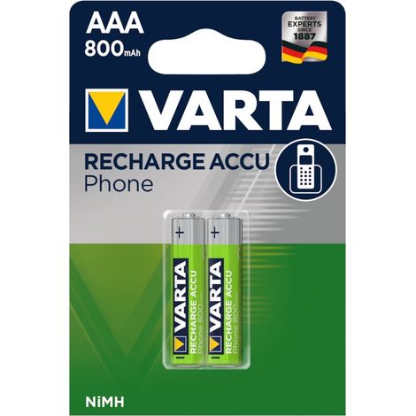 Varta NiMH AAA Akku 800mAh 1.2V – 2er-Set für schnurlose Telefone – Hohe Belastbarkeit bei Dauerladung (1/5)