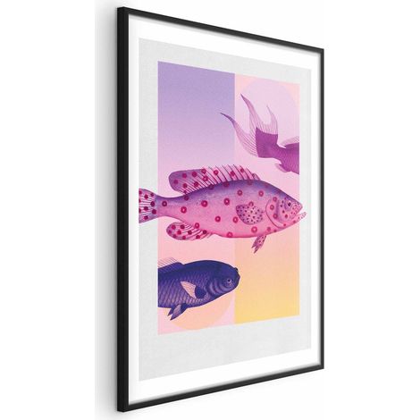 Poster – Zierfische – künstlerische Illustration von Fischen auf farbenfrohem Hintergrund (1/4)