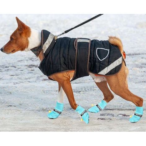 Hunde-Schneestiefel mit reflektierendem Streifen und rutschfester Sohle, blau, XXL