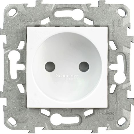 Prise simple 2P bornes à vis 16A - blanc - Unica - Schneider