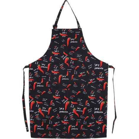 Tablier pour hommes et femmes pour cuisine, café, magasin, chef avec poches (5 piment) (1/3)