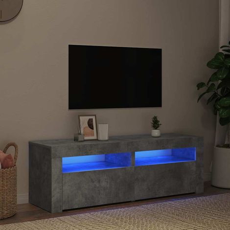 vidaXL Mueble de TV con luces LED gris hormigón 120x35x40 cm (1/5)