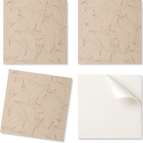 Paquete de baldosas de vinilo autoadhesivas con estampado de l铆neas onduladas para sal贸n, 9x30x30 cm.