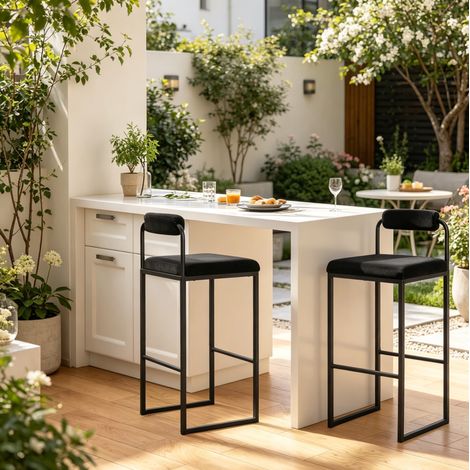 Set di 2 sgabelli da bar con schienale, altezza seduta 75 cm, nero DESVIAE (1/5)