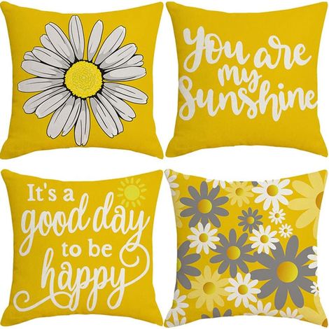 Lot de 4 housses de coussin décoratives jaunes, taies de coussin pour canapé et décoration intérieure (1/5)