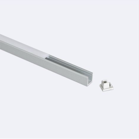 Profilo in Alluminio Superficie Mini con Copertura Continua per Striscia LED fino a 6 mm Bianco traslucido Alluminio 2 m