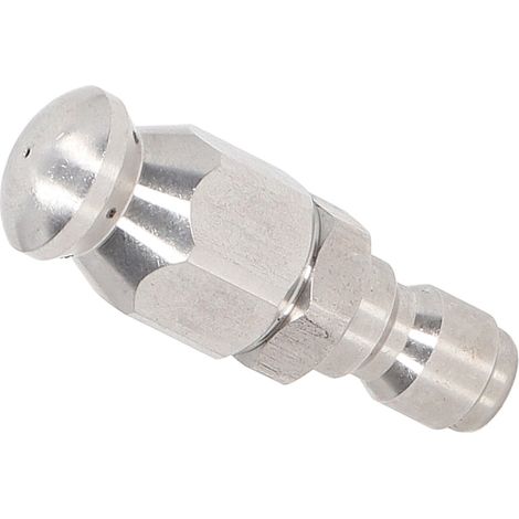 Buse de vidange pour nettoyeur haute pression 5000 PSI, mini buse de vidange compacte et durable, tuyau de vidange haute pression, petite tête ronde - 1 trou avant, 6 trous arrière (1/5)