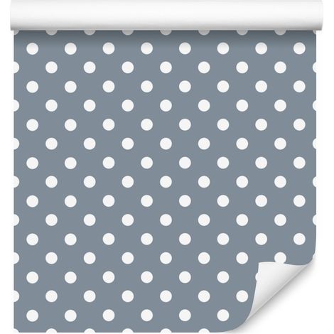Papier peint à pois gris clair et bleus pour salon et chambre 50x1000 cm (1/5)