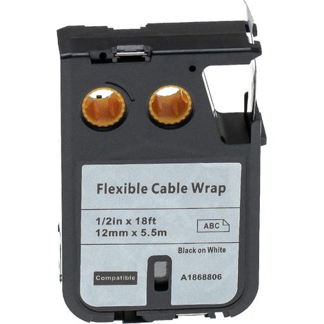 vhbw Label Tape compatible with Dymo XTL 500, 300 Label Printer 5.5m x 12 mm, Black on White, Flexible Cable Wrap (1/3)
