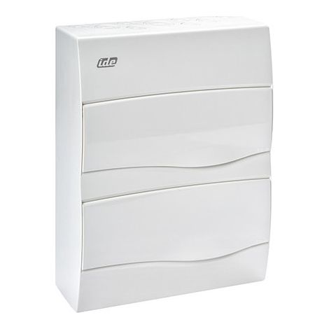 IDE – Coffret électrique nu 2 rangées de 12 modules – Dimensions 353x264x99mm – Étanchéité IP40 – Résistance chocs IK08 – Avec rail DIN