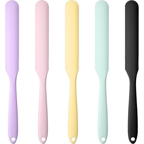 5er-Set Silikonspatel, 24cm, schmal, hitzebeständig, lebensmittelecht, bunt
